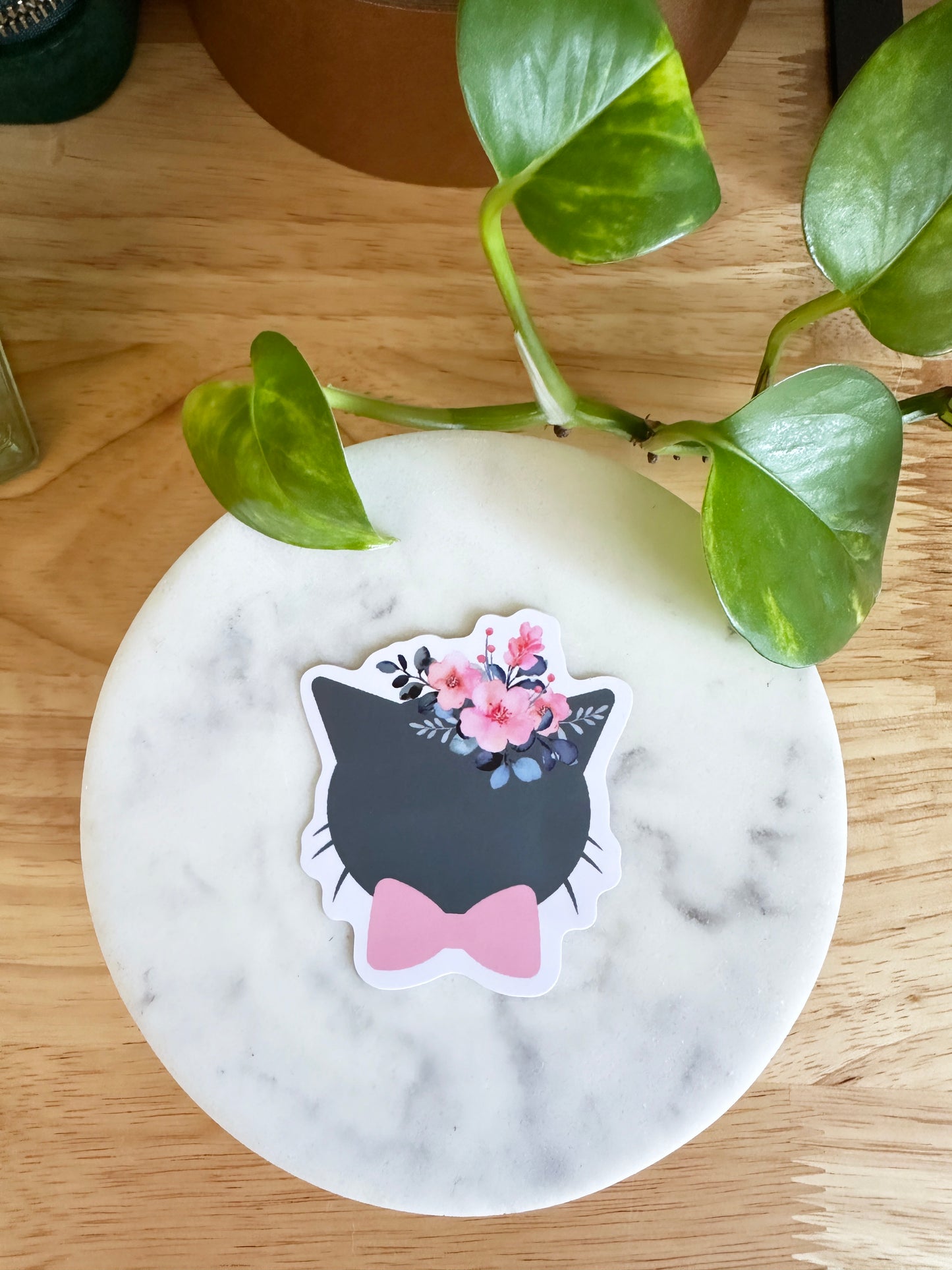 Matte Floral Cat Sticker