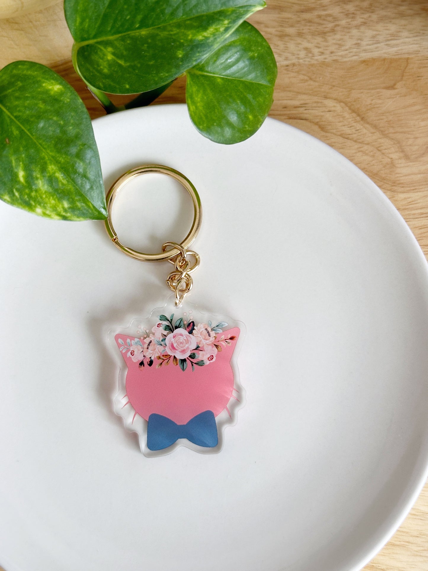 Floral Cat Keychain