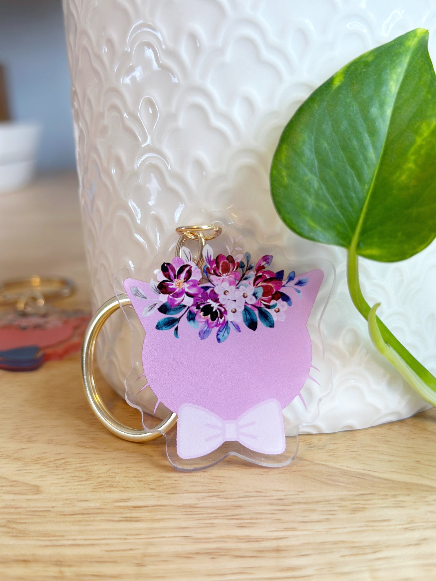 Floral Cat Keychain