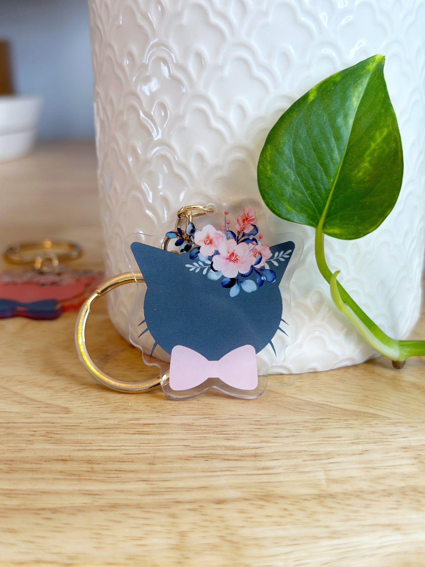 Floral Cat Keychain
