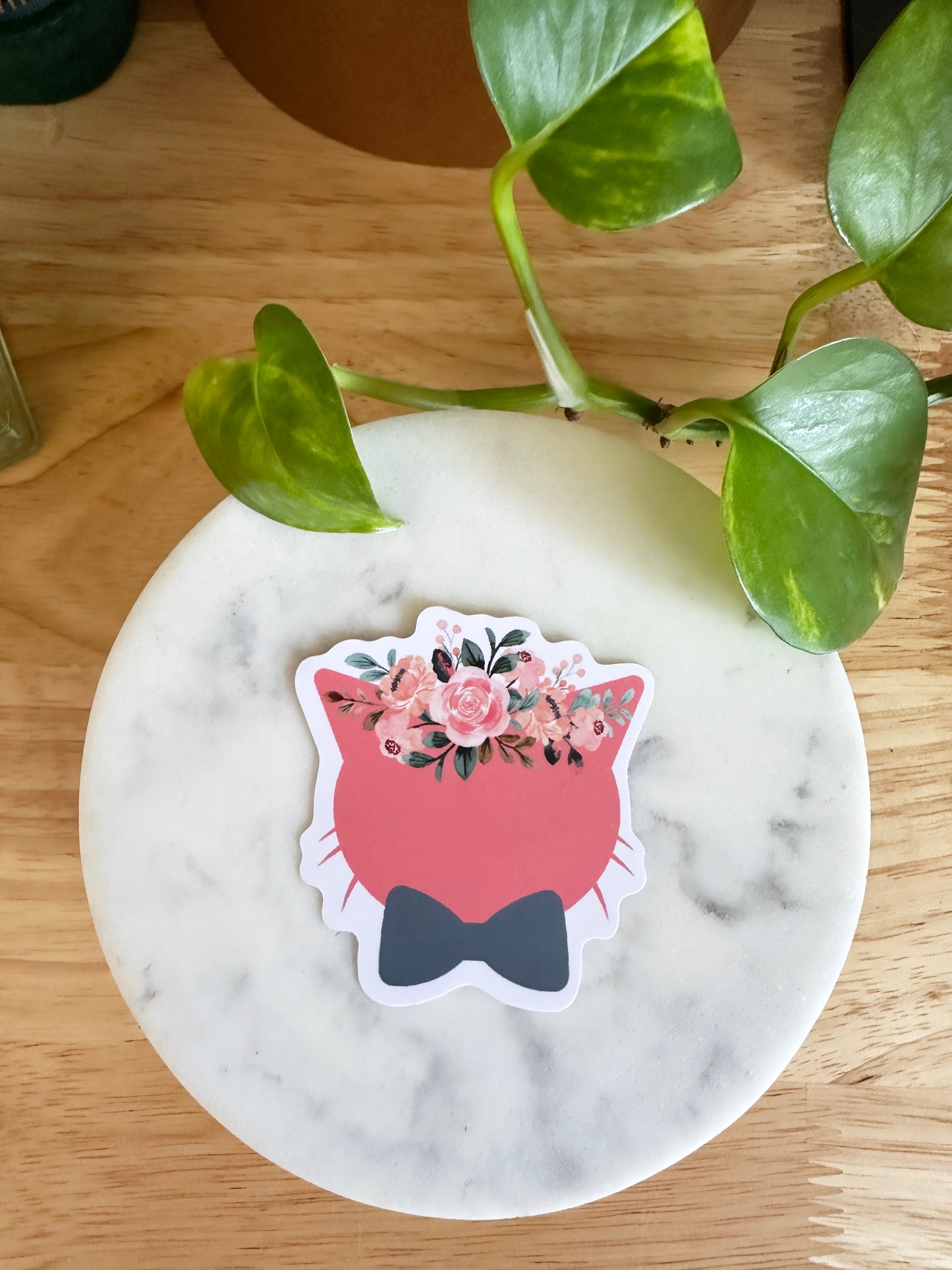Matte Floral Cat Sticker