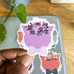 Matte Floral Cat Sticker