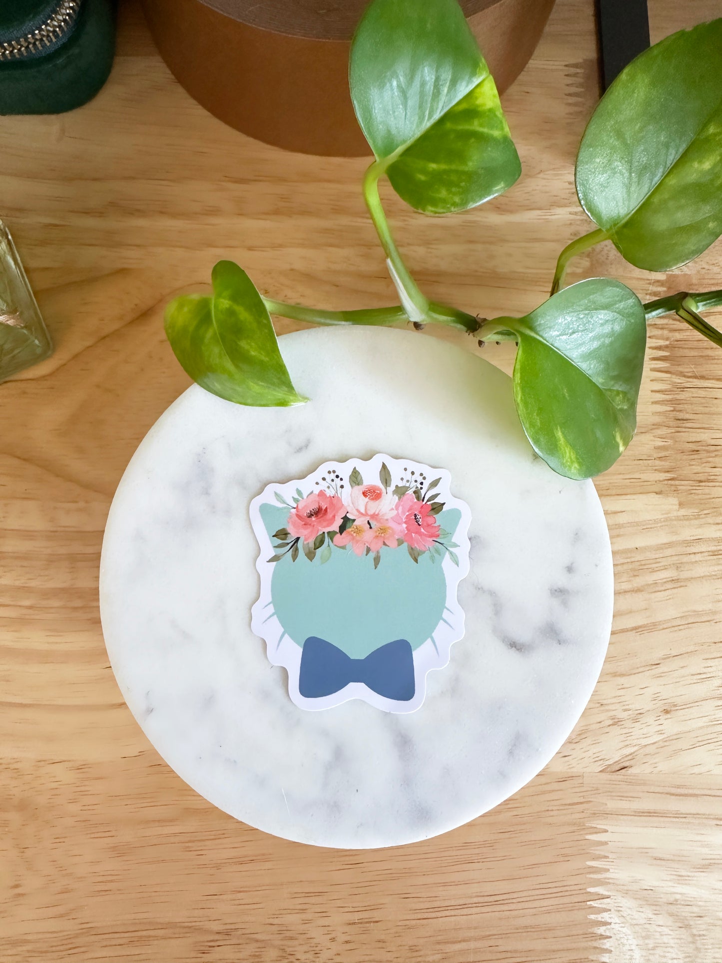 Matte Floral Cat Sticker
