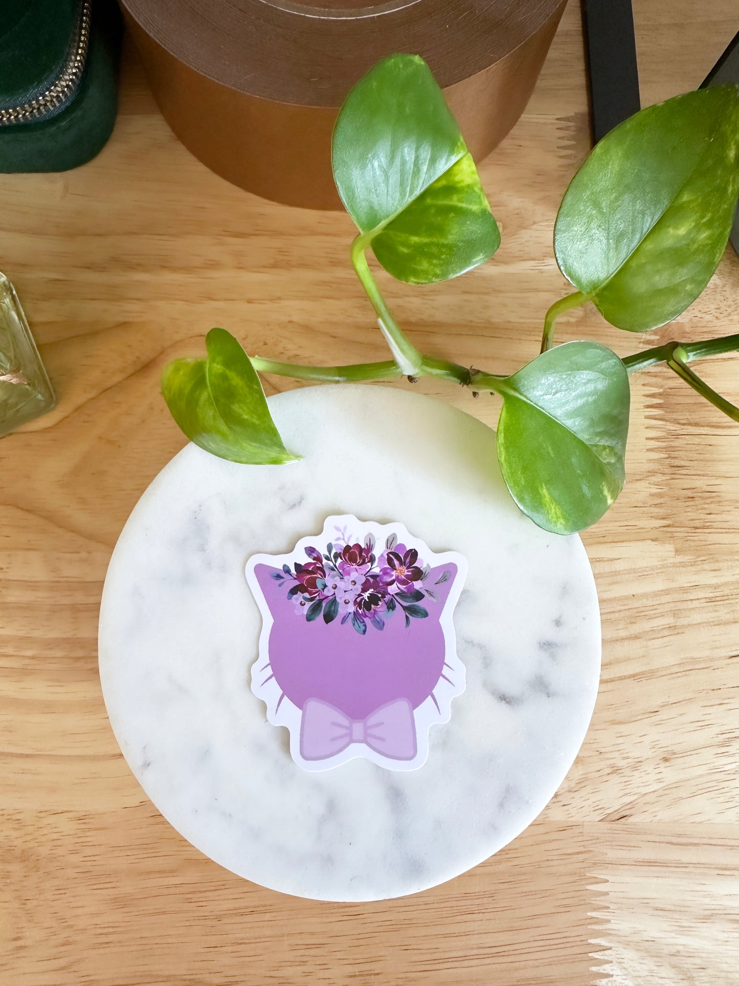 Matte Floral Cat Sticker