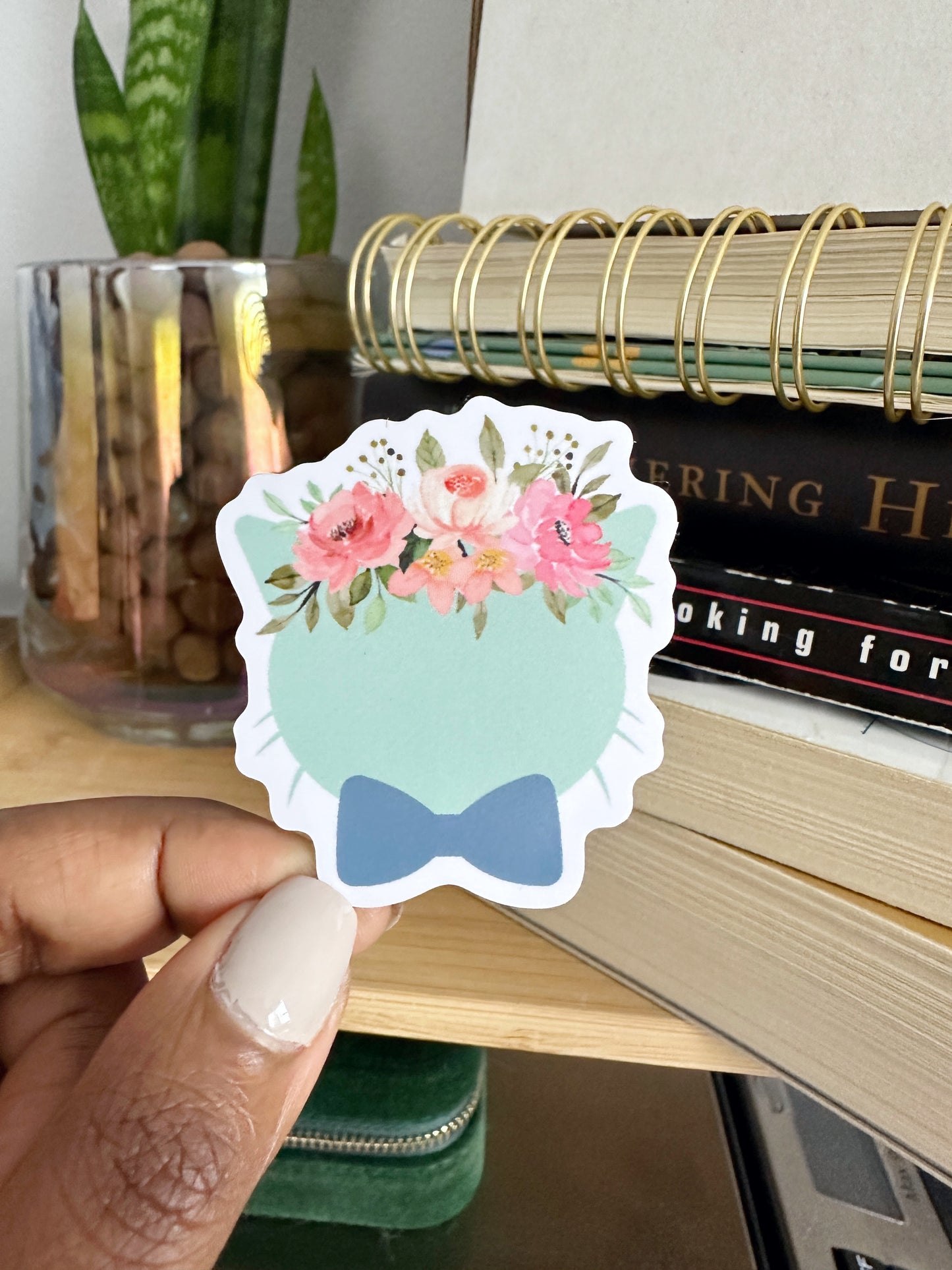 Matte Floral Cat Sticker
