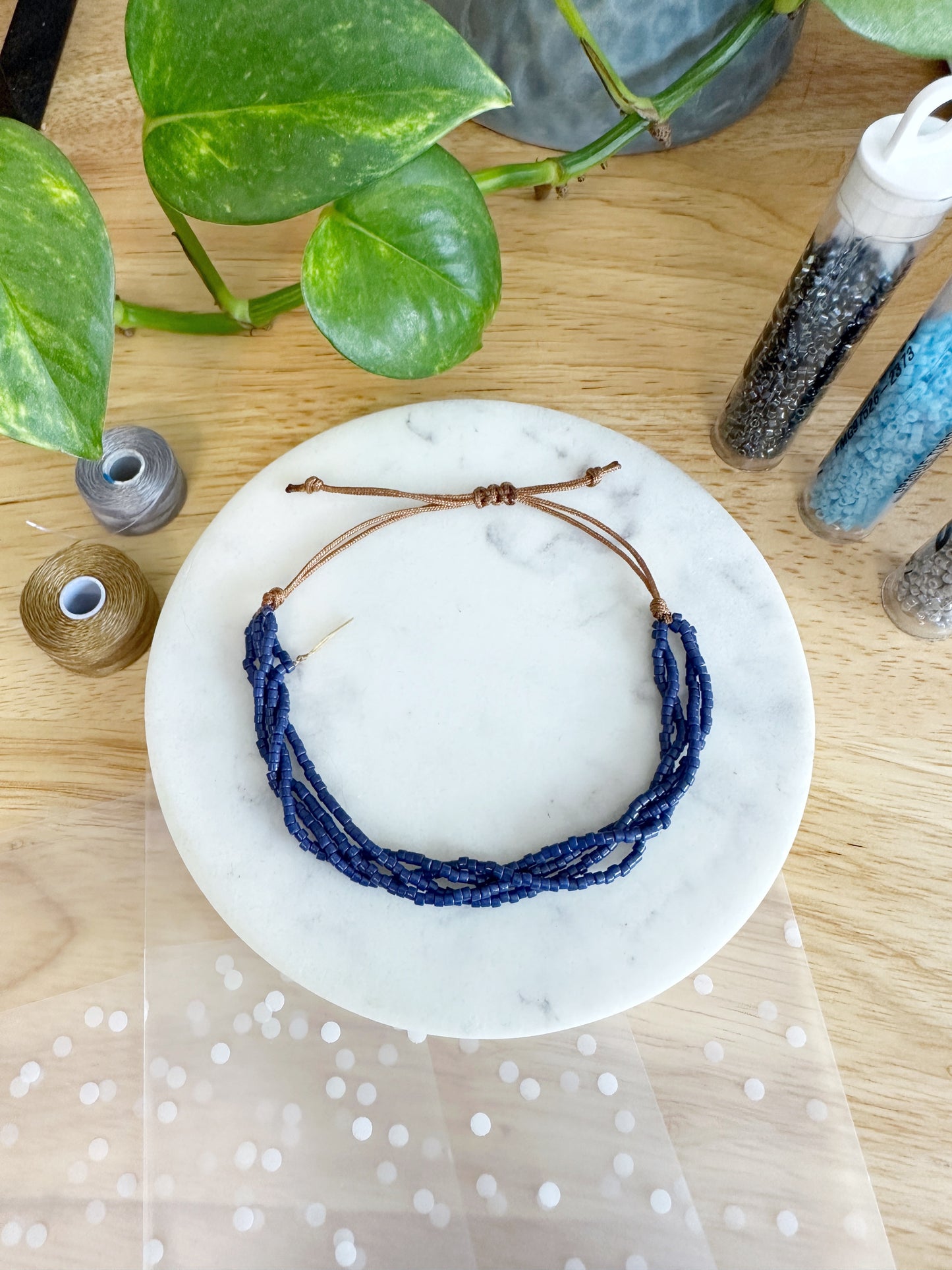 Navy Seed Bead Bracelet